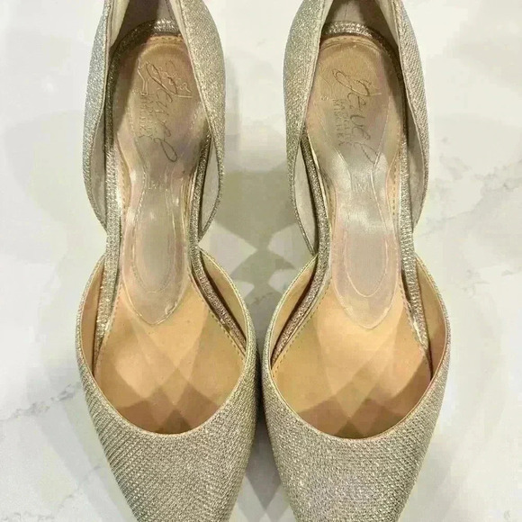 JEWEL Badgley Mischka Women's Dotty Bejeweled Wide Width Heels Gold Size 8.5 - Picture 8 of 11